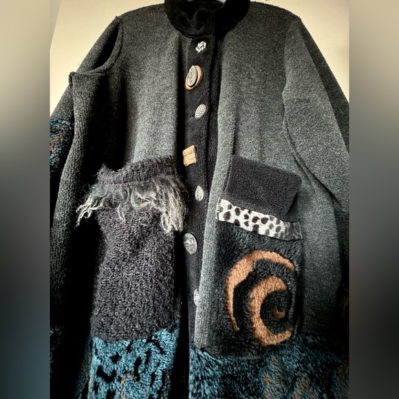 EUC Vintage Lee Anderson Whimsical Fleece Jacket Winter Coat Artful Sweater Art - Picture 4 of 13